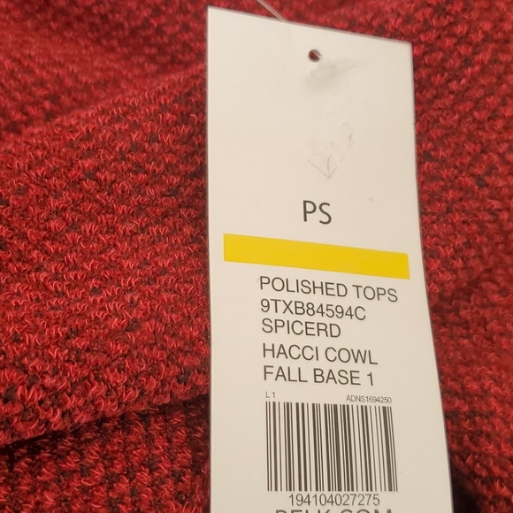New Directions hacci cowl Neck red Sweater Size S Petite  3/4 sleeves Valentines - Picture 12 of 14
